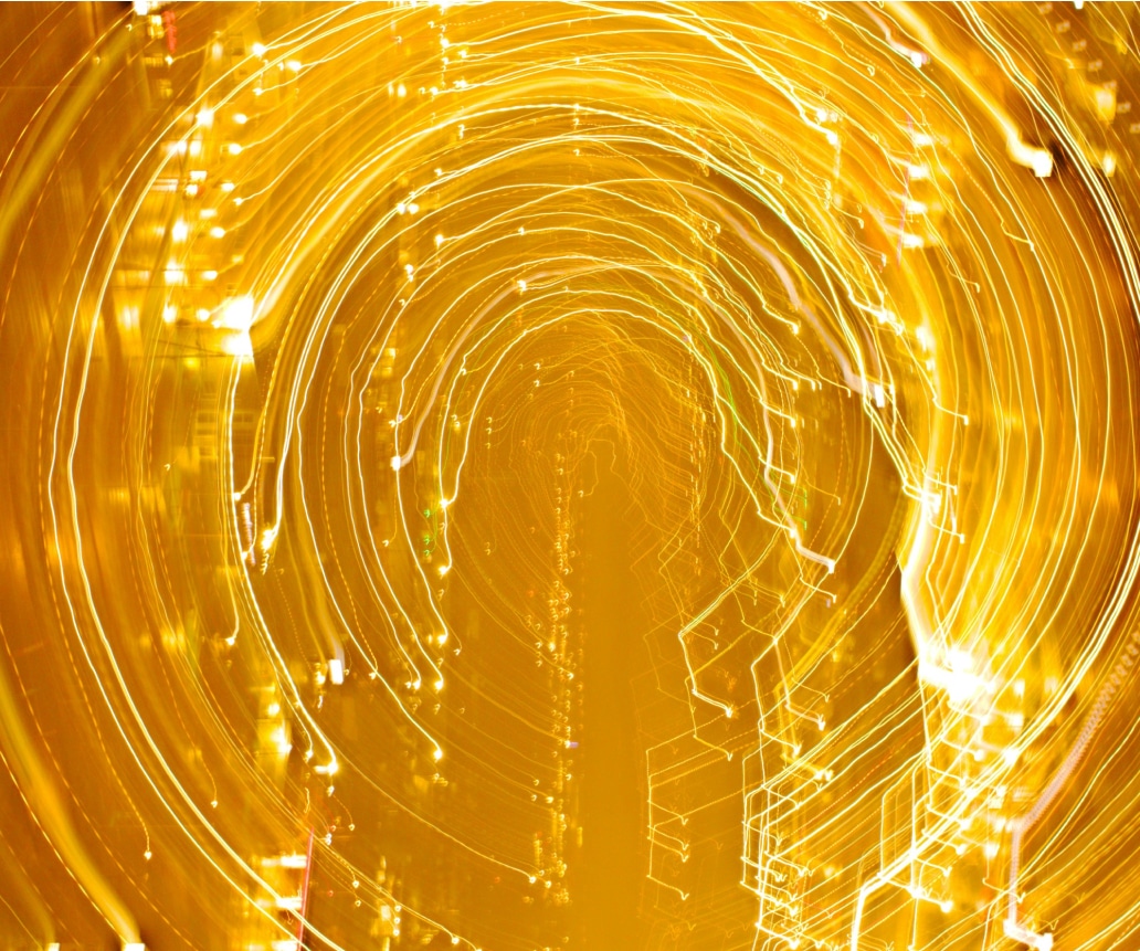 Vibration dargestellt durch kreisrunde Lichtflacker