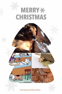 Collage aus mehreren Bilder in Form eines Weihnachtsbaumes